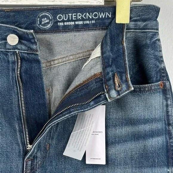 Outerknown SEA Jeans Womens Size 31 The Brook Wide-Leg Cropped High Waisted - Picture 7 of 10